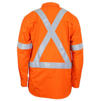 DNC Taped HiVis With X-Back Flame Retardant & Arc Rated HRC1 Lightweight Long Sleeve Shirt - 3448-Queensland Workwear Supplies