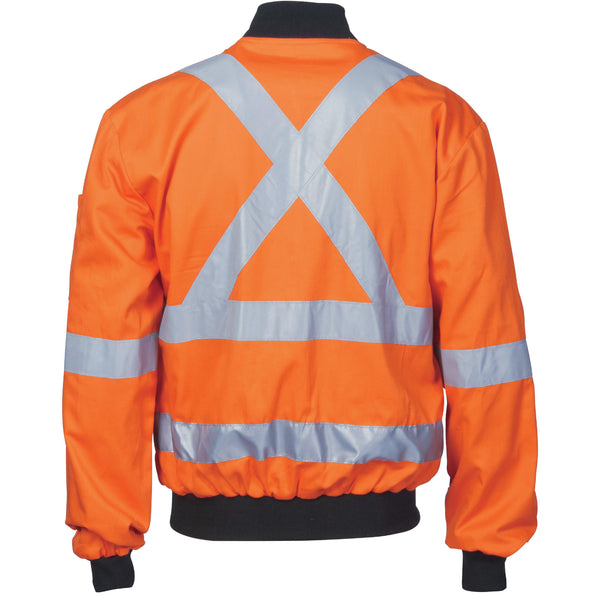 DNC Taped HiVis X-Back Cotton Bomber Jacket - 3759-Queensland Workwear Supplies