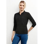 Fashion Biz Crew Ladies Long Sleeve Polo - P400LL-Queensland Workwear Supplies