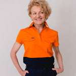 Green Hip Womens HiVis Short Sleeve Shirt - SSS-HIVIS-Queensland Workwear Supplies