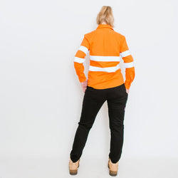 Green Hip Womens Orange HiVis Long Sleeve Shirt with Tape - SLS-HIVIS