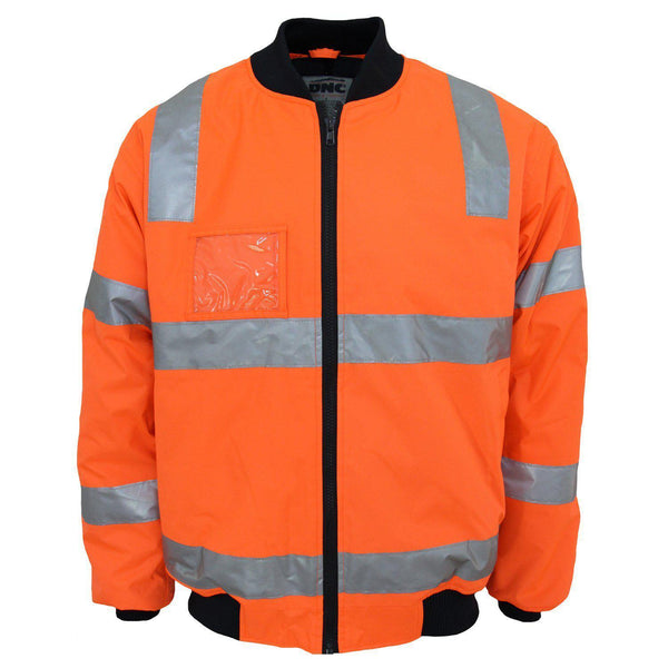 HiVis "Hoop" pattern flying jacket Biomotion tape - 3769-Queensland Workwear Supplies