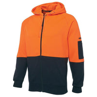 JB's HiVis Full Zip Fleece Hoodie - 6HVH-Queensland Workwear Supplies