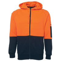 JB's HiVis Full Zip Fleece Hoodie - 6HVH-Queensland Workwear Supplies