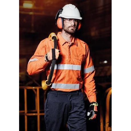 Syzmik Mens FR Closed Front Hooped Taped Shirt - ZW134-Queensland Workwear Supplies