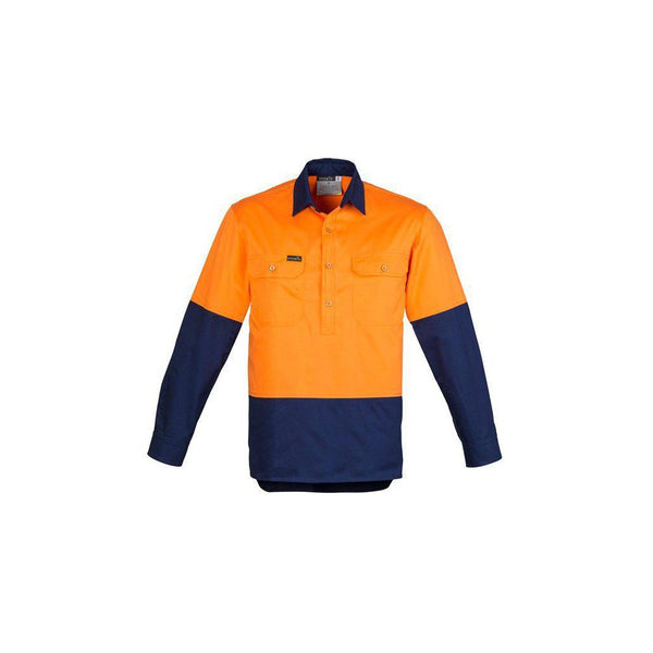 Syzmik Mens HiVis Closed Front Long Sleeve Shirt - ZW560-Queensland Workwear Supplies