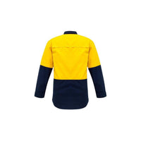 Syzmik Mens HiVis Spliced Flame Retardent Long Sleeve Shirt - ZW138-Queensland Workwear Supplies
