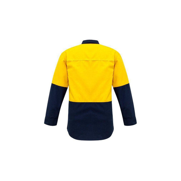 Syzmik Mens HiVis Spliced Flame Retardent Long Sleeve Shirt - ZW138-Queensland Workwear Supplies