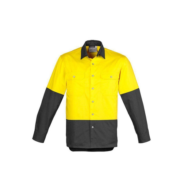 Syzmik Mens HiVis Spliced Industrial Long Sleeve Shirt - ZW122-Queensland Workwear Supplies