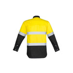 Syzmik Mens HiVis Spliced Industrial Long Sleeve Shirt - ZW123-Queensland Workwear Supplies