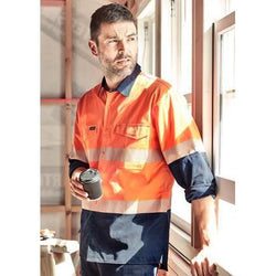 Syzmik Mens Rugged Cooling Hi Vis Segmented Tape L/S Shirt - ZW229