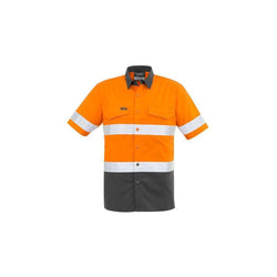 Syzmik Mens Rugged Cooling Taped HiVis Spliced Short Sleeve Shirt - ZW835