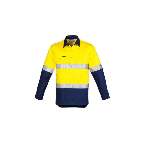 Syzmik Mens Taped HiVis Closed Front Long Sleeve Shirt - ZW550-Queensland Workwear Supplies