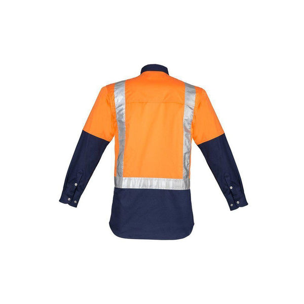 Syzmik Mens Taped Shoulder HiVis Spliced Industrial Long Sleeve Shirt - ZW124-Queensland Workwear Supplies