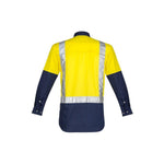 Syzmik Mens Taped Shoulder HiVis Spliced Industrial Long Sleeve Shirt - ZW124-Queensland Workwear Supplies