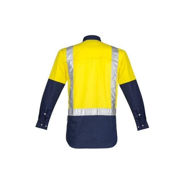 Syzmik Mens Taped Shoulder HiVis Spliced Industrial Long Sleeve Shirt - ZW124-Queensland Workwear Supplies