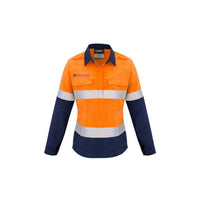 Syzmik Womens Taped Flame Retardant Closed Front Spliced Long Sleeve Shirt - ZW131-Queensland Workwear Supplies