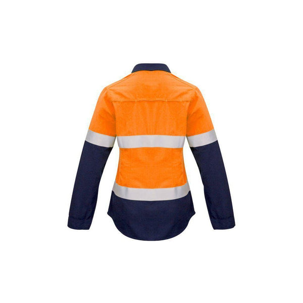 Syzmik Womens Taped Flame Retardant Closed Front Spliced Long Sleeve Shirt - ZW131-Queensland Workwear Supplies