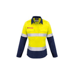 Syzmik Womens Taped Flame Retardant Closed Front Spliced Long Sleeve Shirt - ZW131-Queensland Workwear Supplies