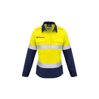 Syzmik Womens Taped Flame Retardant Closed Front Spliced Long Sleeve Shirt - ZW131-Queensland Workwear Supplies