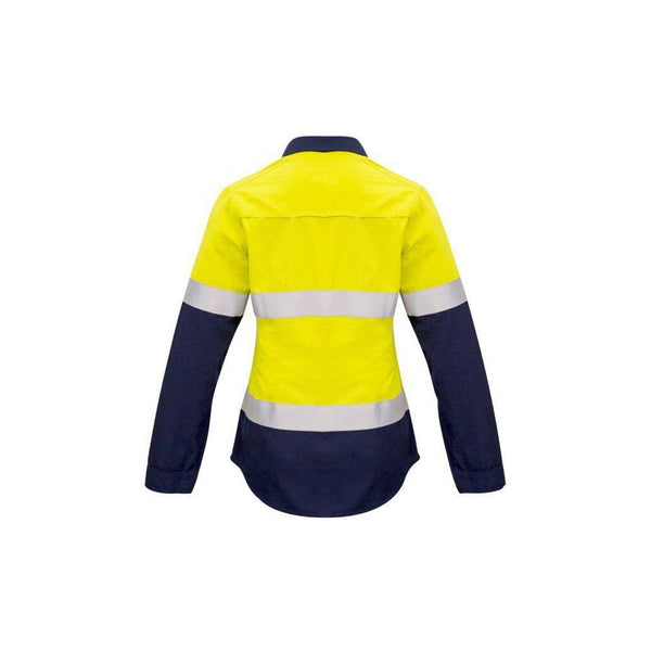 Syzmik Womens Taped Flame Retardant Closed Front Spliced Long Sleeve Shirt - ZW131-Queensland Workwear Supplies